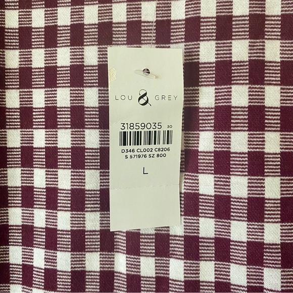 LOU AND GREY BIRDSEYE GINGHAM PONTE SWEATSHIRT IN PLUM KISS SIZE LARGE - Picture 4 of 9
